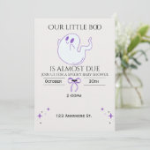 Our little boo is almost due! baby shower invite einladung (Stehend Vorderseite)