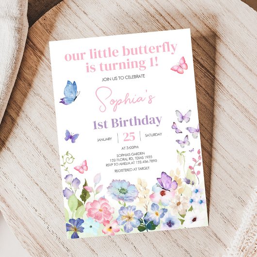 Our Little Butterfly Birthday Party Einladung
