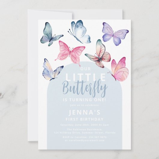 Our Little Butterfly Birthday Party Einladung (Vorderseite)