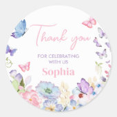 Our Little Butterfly Birthday Party Runder Aufkleber (Vorderseite)