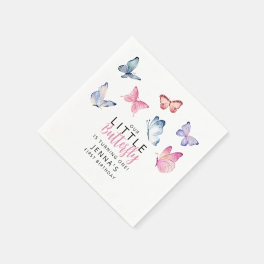 Our Little Butterfly Birthday Party Serviette (Ecke)