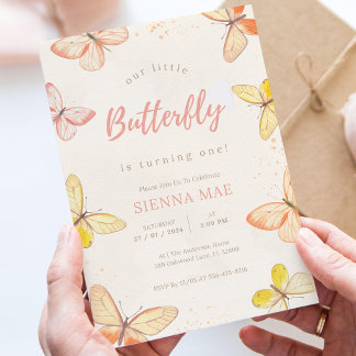 Our Little Butterfly Buttercream 1st Birthday Einladung