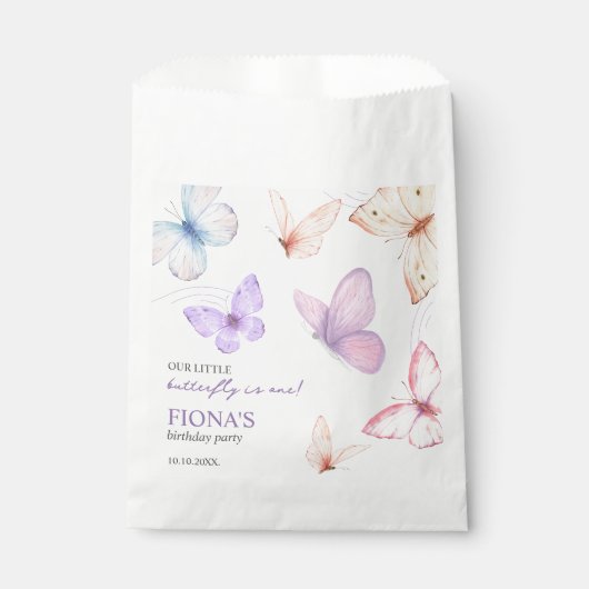 Our little butterfly Girl's 1st birthday Thank you Geschenktütchen (Vorderseite)