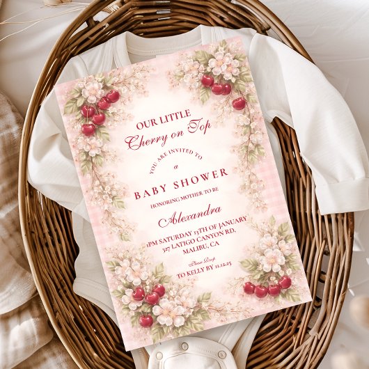 Our Little Cherry Blossom Baby Shower Einladung