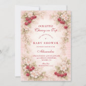 Our Little Cherry Blossom Baby Shower Einladung (Vorderseite)