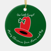 Our Little Cowgirl Green Christmas Keramik Ornament (Vorne)