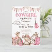 Our Little Cowgirl Wild West Baby Shower Einladung (Stehend Vorderseite)