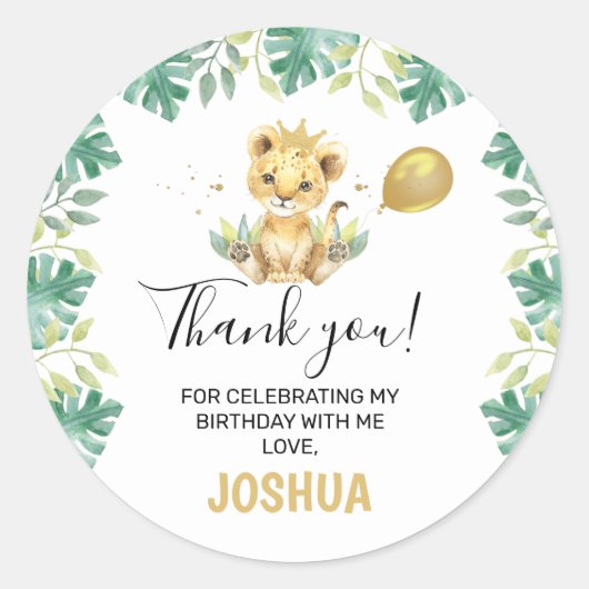 Our Little King Lion Crown Balloon 1st Birthday Runder Aufkleber (Vorderseite)