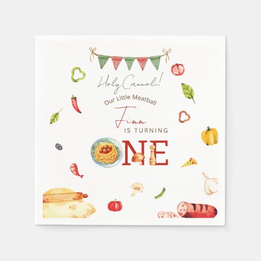 Our Little Meatball 1st Birthday Serviette (Vorderseite)