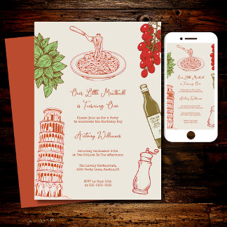 Our little meatball is turning one 1st Birthday Einladung