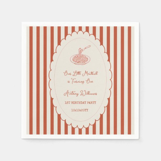 Our little meatball is turning one 1st Birthday Serviette (Vorderseite)