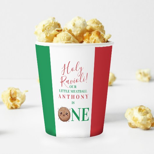 Our Little Meatball is Turning One Birthday Party  Pappbecher