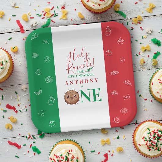 Our Little Meatball is Turning One Birthday Party Pappteller