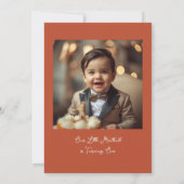 Our little meatball is turning one photo Birthday Einladung (Rückseite)