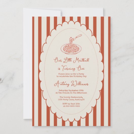 Our little meatball is turning one Photo Birthday Einladung (Vorderseite)