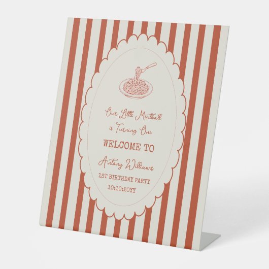 Our little meatball is turning one Welcome Sockelschild (Vorderseite)