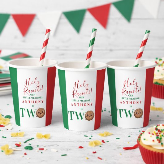 Our Little Meatball is Turning Two Birthday Party  Pappbecher