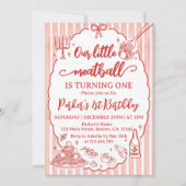 Our Little Meatball Italian Pasta Birthday Party Einladung (Vorderseite)