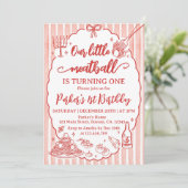 Our Little Meatball Italian Pasta Birthday Party Einladung (Stehend Vorderseite)