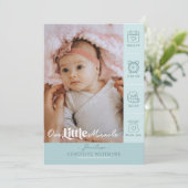 Our Little Miracle Baby Birth Stats Newborn Photos Ankündigung (Stehend Vorderseite)