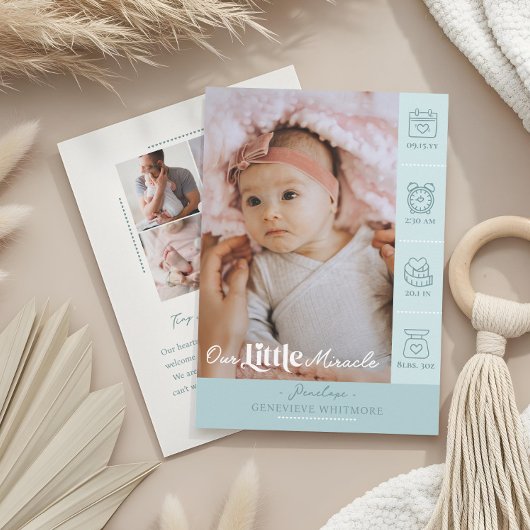 Our Little Miracle Baby Birth Stats Newborn Photos Ankündigung