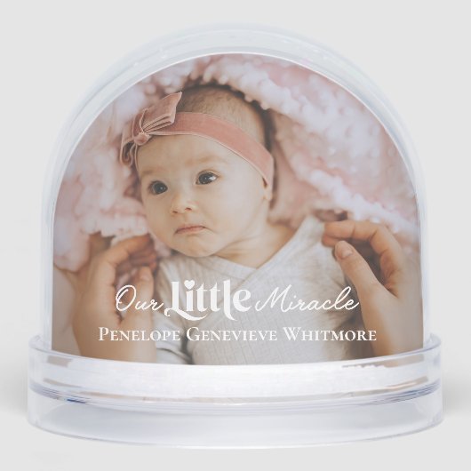 Our Little Miracle Baby Birth Stats Photo Keepsake Schneekugeln (Vorderseite)