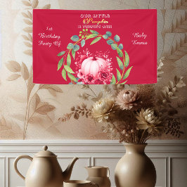 Our Little Pumpkin 1st Birthday Green Wreath Pink Banner