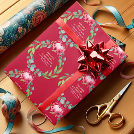 Our Little Pumpkin 1st Birthday Green Wreath Pink Geschenkpapier