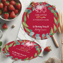 Our Little Pumpkin 1st Birthday Green Wreath Pink Pappteller