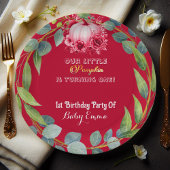 Our Little Pumpkin 1st Birthday Green Wreath Pink Pappteller