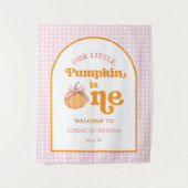 Our Little Pumpkin Girl 1st Birthday Party Banner Wandteppich (Vorderseite)