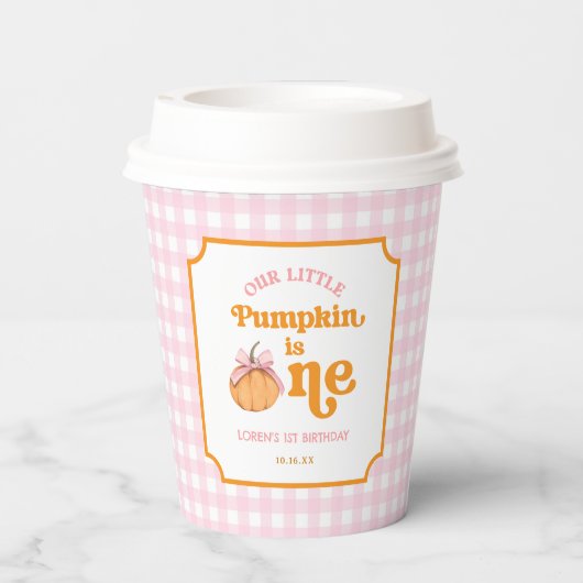 Our Little Pumpkin Girl 1st Birthday Party Pappbecher (Rückseite)