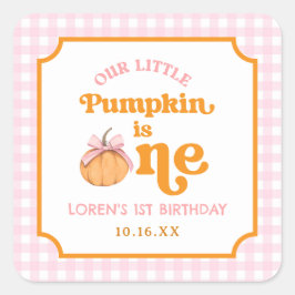 Our Little Pumpkin Girl 1st Birthday Party Quadratischer Aufkleber