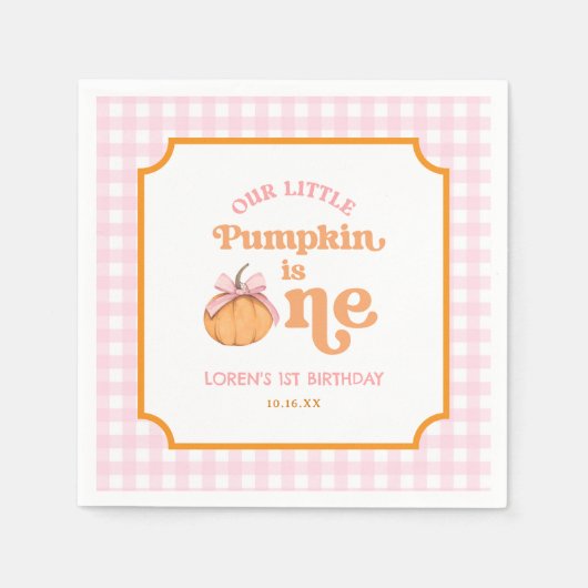 Our Little Pumpkin Girl 1st Birthday Party Serviette (Vorderseite)