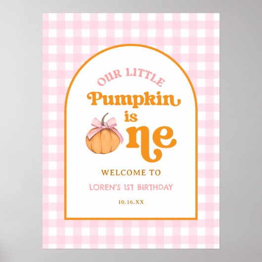 Our Little Pumpkin Girl 1st Birthday Welcome Poster (Vorne)