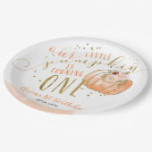 Our Little Pumpkin Is Turning One 1st Birthday Pappteller (Schrägansicht)