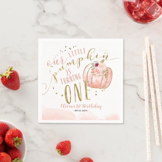 Our Little Pumpkin Is Turning One 1st Birthday Serviette (Beispiel)