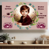 Our Little Pumpkin Purple 1st Birthday Fall Wreath Banner