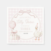Our Little Silly Goose Pink Bow Birthday Party Serviette (Vorderseite)