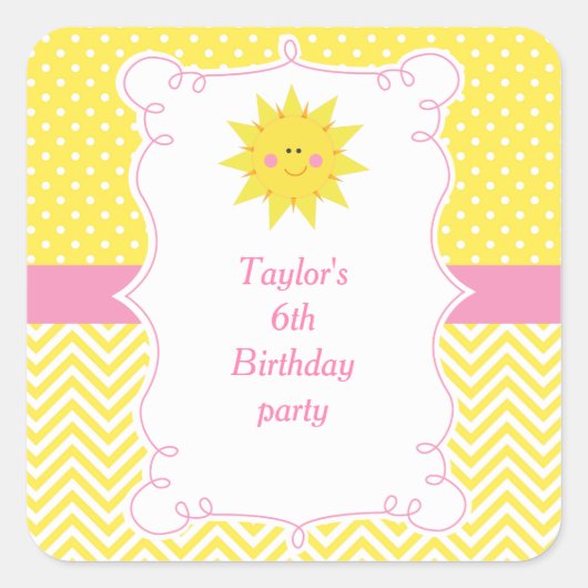 Our little Sunshine Birthday Thank You Quadratischer Aufkleber (Vorderseite)