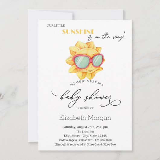 Our Little Sunshine,Sun, Dots Invitation Einladung (Vorderseite)