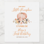 Our Little Sweet Pumpkin 1st Birthday Floral Weinetikett (Einzelnes Label)