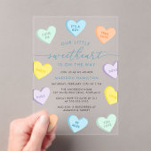 Our Little Sweetheart Candy Hearts Baby Shower Acryleinladungen (Insitu (Handheld))