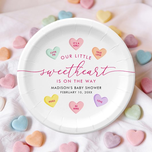 Our Little Sweetheart Candy Hearts Baby Shower Pappteller