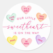 Our Little Sweetheart Candy Hearts Baby Shower Runder Aufkleber (Vorderseite)