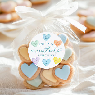 Our Little Sweetheart Candy Hearts Baby Shower Runder Aufkleber