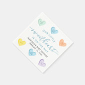 Our Little Sweetheart Candy Hearts Baby Shower Serviette (Ecke)