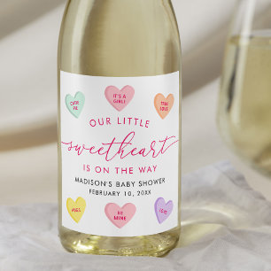 Our Little Sweetheart Candy Hearts Baby Shower Weinetikett
