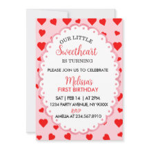 Our Little Sweetheart First Birthday Invitation.