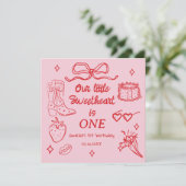 Our little Sweetheart is One Birthday Einladung (Stehend Vorderseite)
